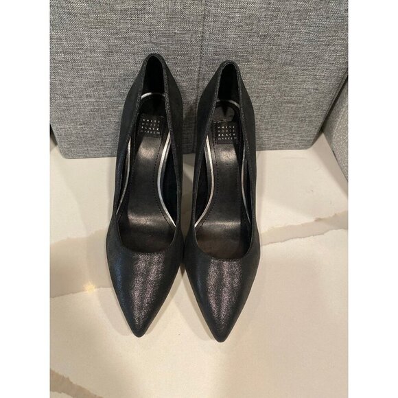 WHBM Embossed Black Leather Stiletto Pumps | Size 7.5 - Picture 2 of 7